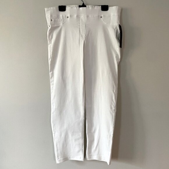 New Bellina White Straight Leg Stretch Pull On Jeans Size XL Petite PXL bin 4H - Picture 2 of 4